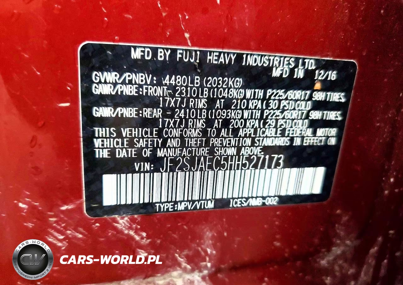 2017 Subaru Forester 2.5I Premium VIN:JF2SJAEC5HH527173 - 13