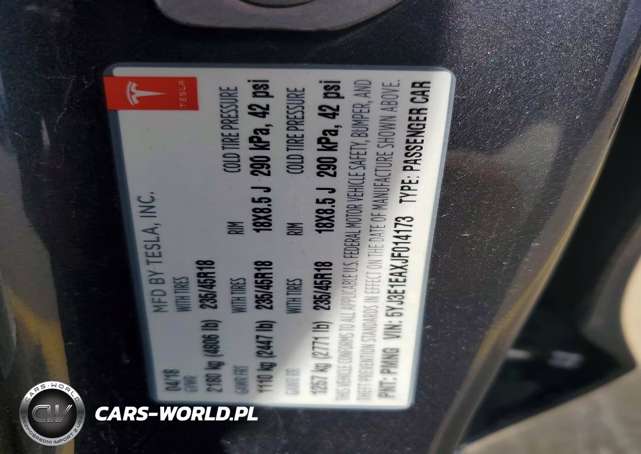 2018 Tesla Model 3 VIN:5YJ3E1EAXJF014173 - 13
