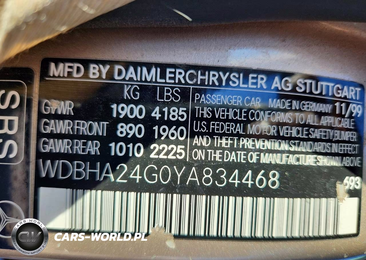 2000 Mercedes-Benz C VIN:WDBHA24G0YA834468 - 12