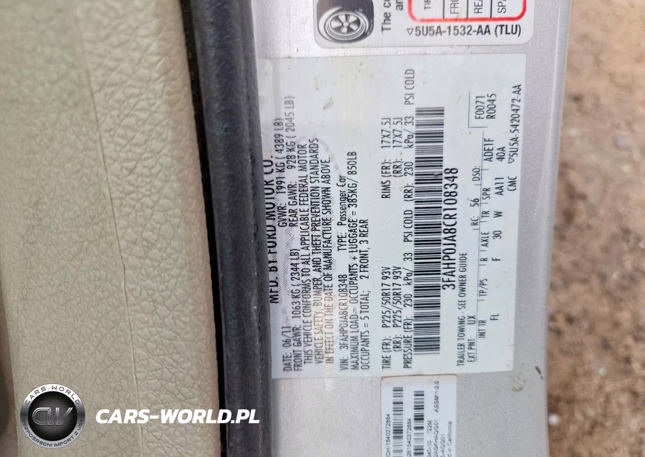 2012 Ford Fusion Sel VIN:3FAHP0JA8CR108348 - 12
