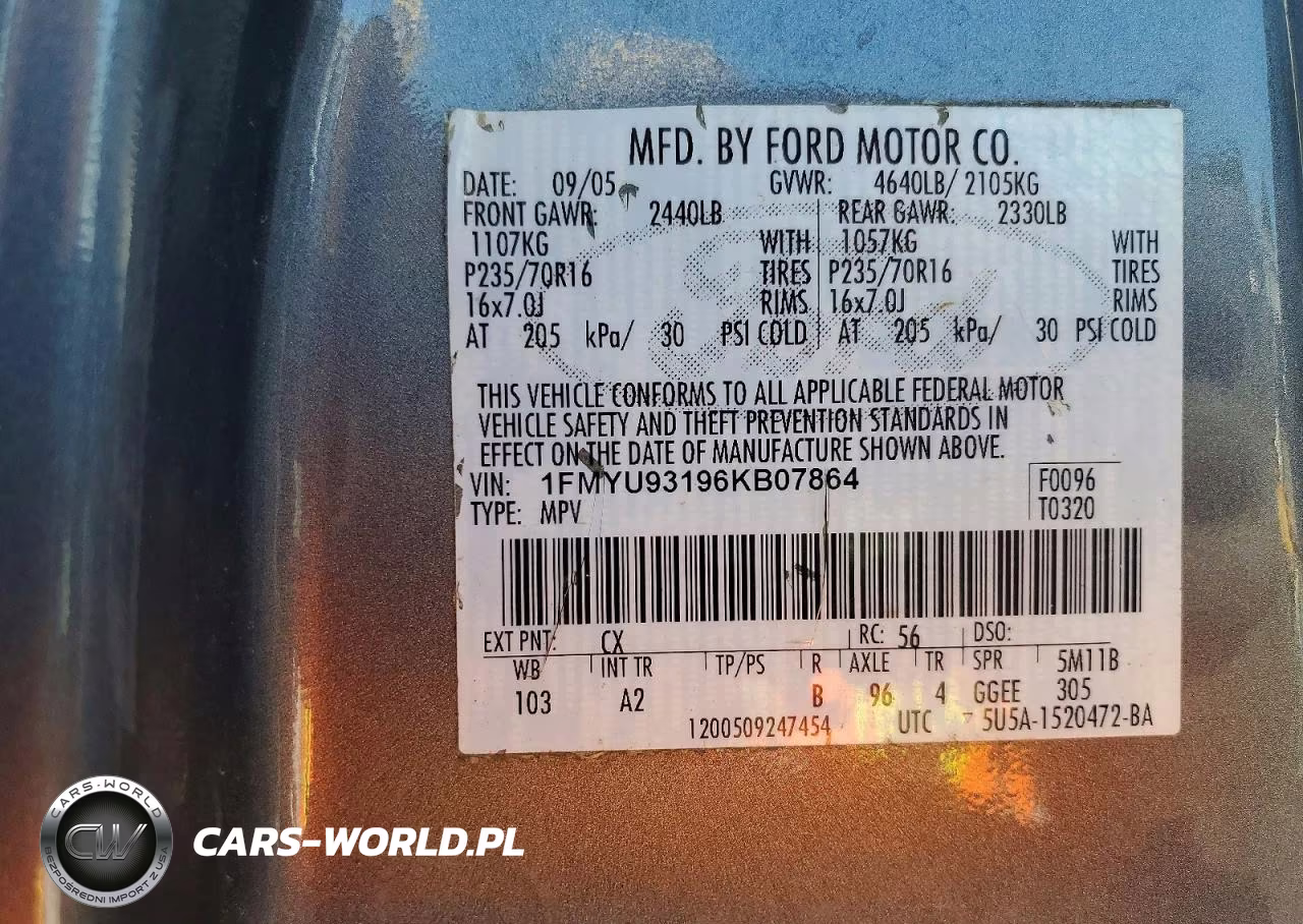 2006 Ford Escape Xlt VIN:1FMYU93196KB07864 - 13