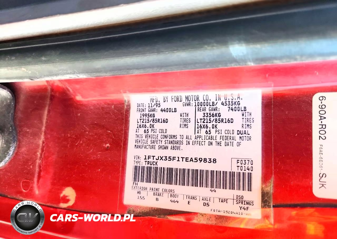 1996 Ford F350 VIN:1FTJX35F1TEA59838 - 12