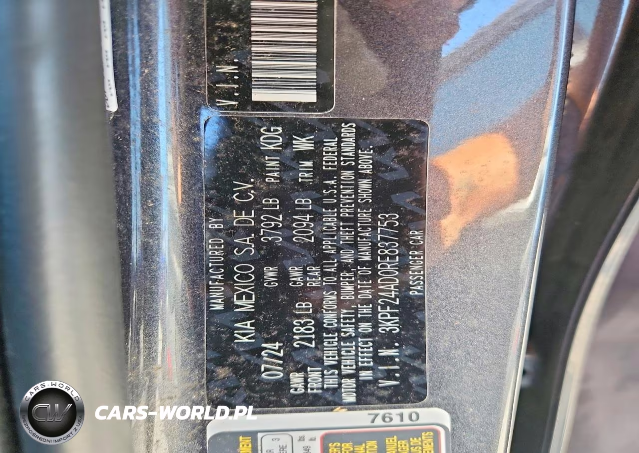 2024 Kia Forte Lxs VIN:3KPF24AD0RE837753 - 12