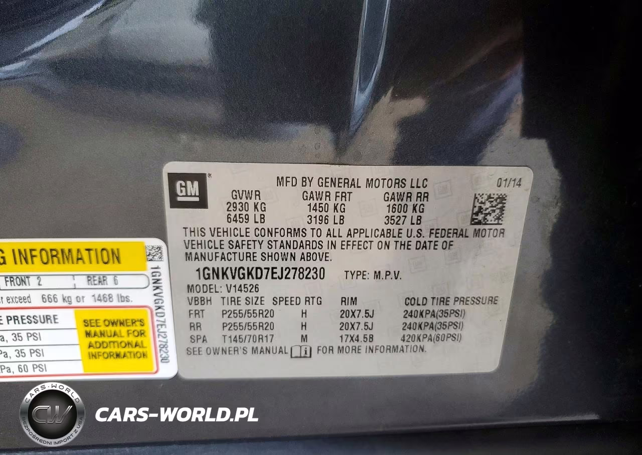 2014 Chevrolet Traverse Lt VIN:1GNKVGKD7EJ278230 - 13