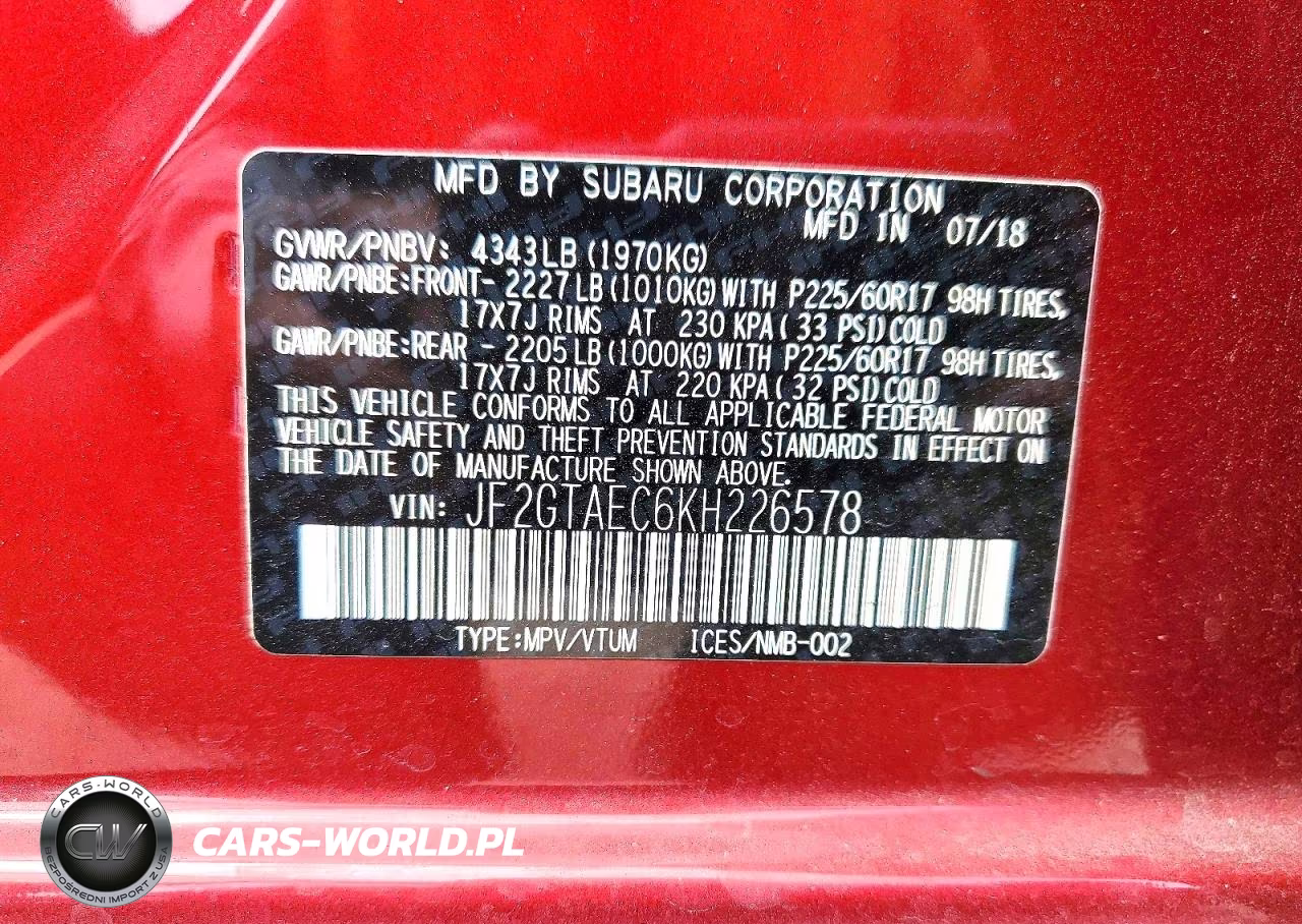 2019 Subaru Crosstrek Premium VIN:JF2GTAEC6KH226578 - 14