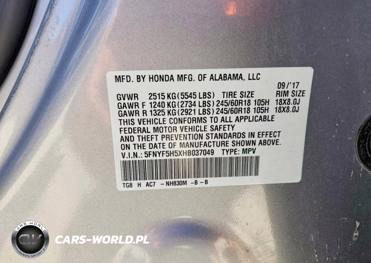2017 Honda Pilot Exl VIN:5FNYF5H5XHB037049 - 13