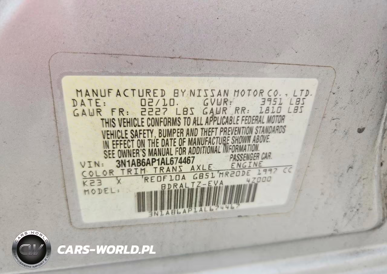 2010 Nissan Sentra 2.0 VIN:3N1AB6AP1AL674467 - 12