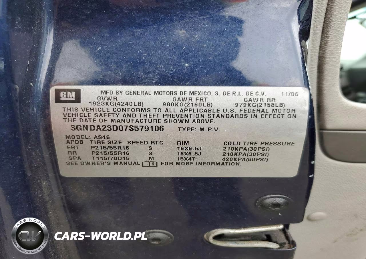 2007 Chevrolet Hhr Lt VIN:3GNDA23D07S579106 - 14