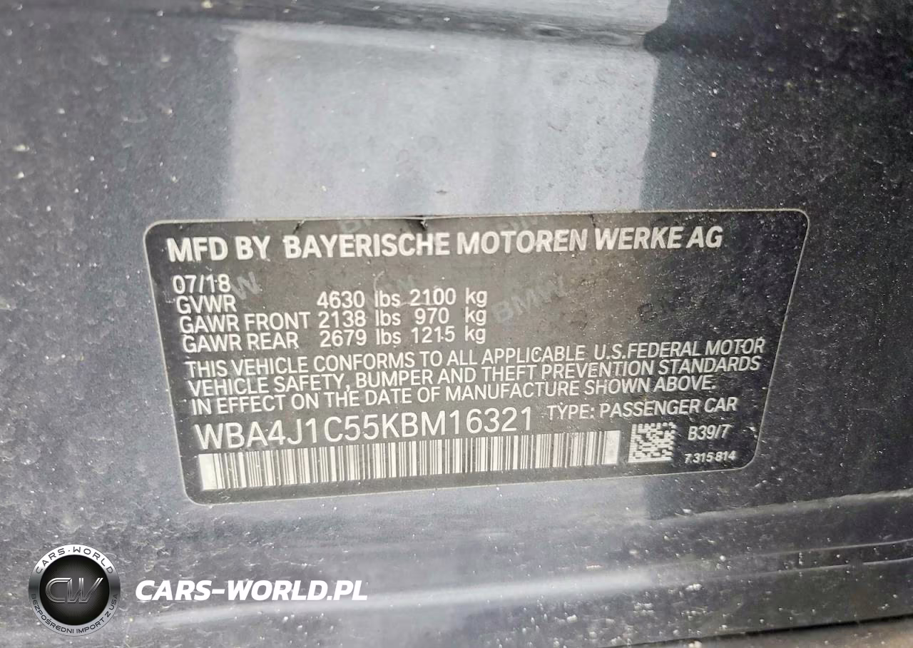 2019 BMW 430I Gran Coupe VIN:WBA4J1C55KBM16321 - 12