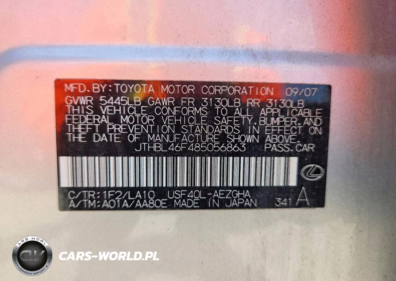 2008 Lexus Ls 460 VIN:JTHBL46F485056863 - 12