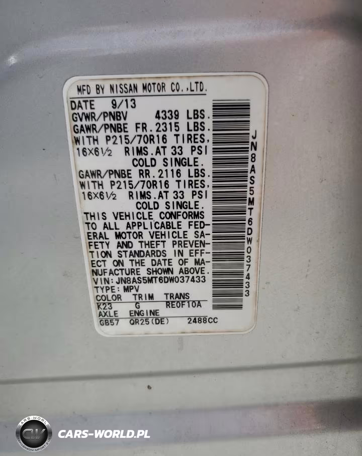 2013 Nissan Rogue VIN:JN8AS5MT6DW037433 - 13