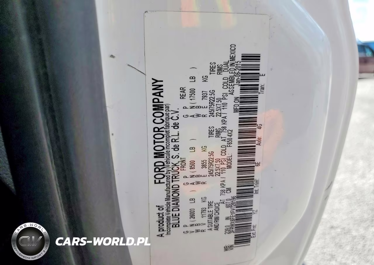2015 Ford F650 Super Duty VIN:3FRWX6FE1FV728196 - 13