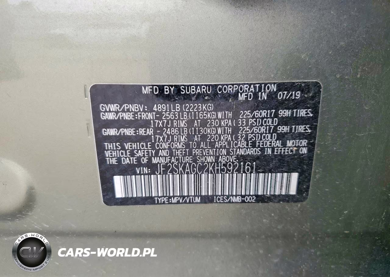 2019 Subaru Forester Premium VIN:JF2SKAGC2KH592161 - 12