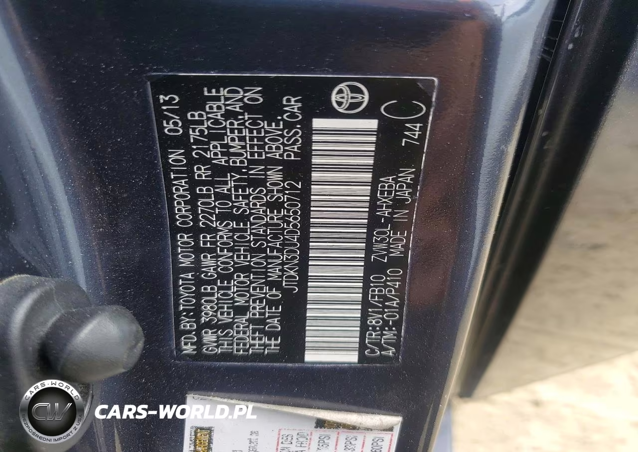 2013 Toyota Prius Two VIN:JTDKN3DU4D5650712 - 12