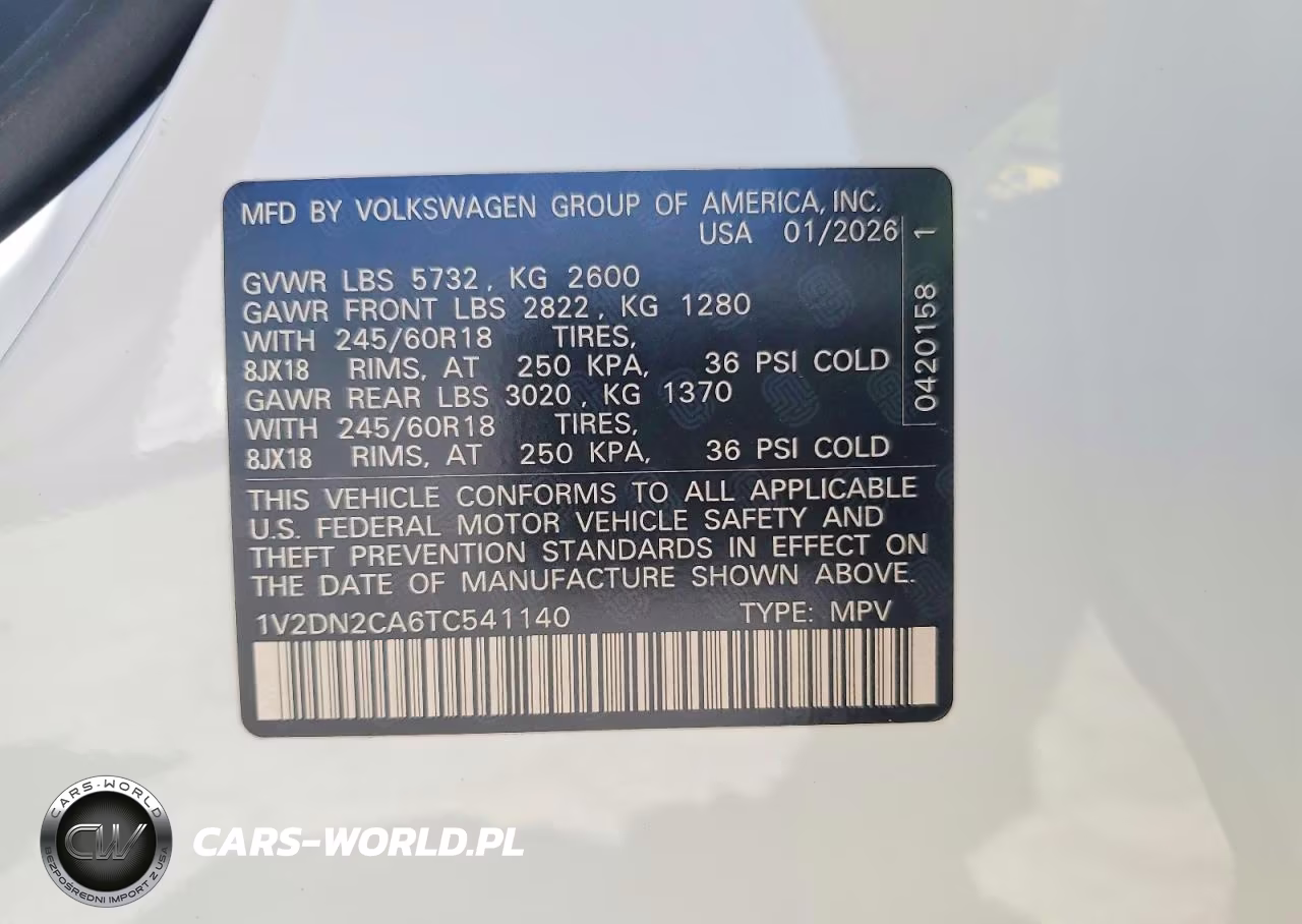 2026 Volkswagen Atlas Se VIN:1V2DN2CA6TC541140 - 13