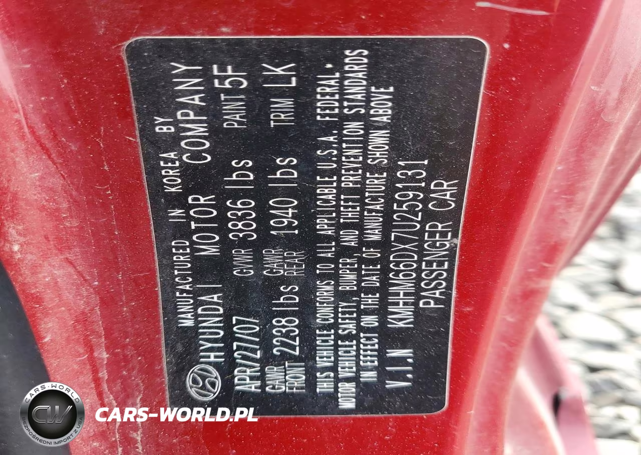 2007 Hyundai Tiburon Gs VIN:KMHHM66DX7U259131 - 13