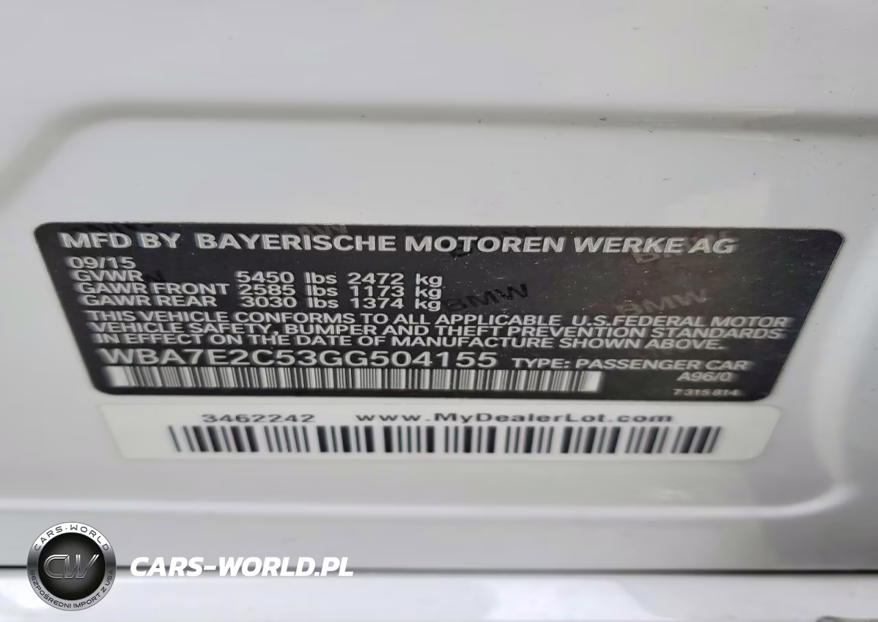 2016 BMW 740 I VIN:WBA7E2C53GG504155 - 12
