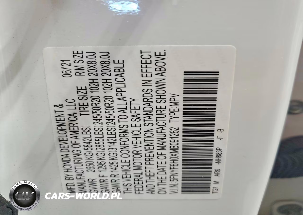 2021 Honda Pilot Elite VIN:5FNYF6H0XMB091262 - 13