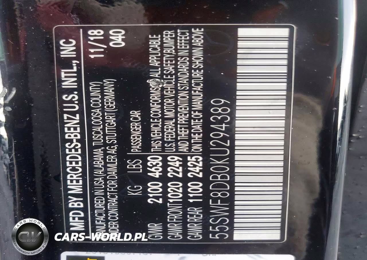 2019 Mercedes-Benz C 300 VIN:55SWF8DB0KU294389 - 12