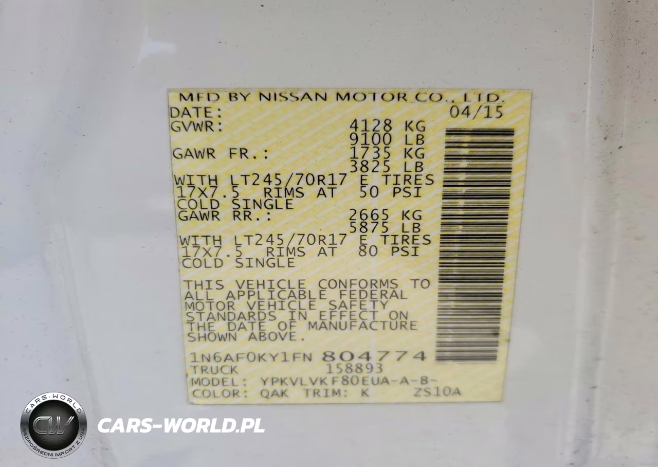 2015 Nissan Nv 2500 Hd Sl VIN:1N6AF0KY1FN804774 - 13
