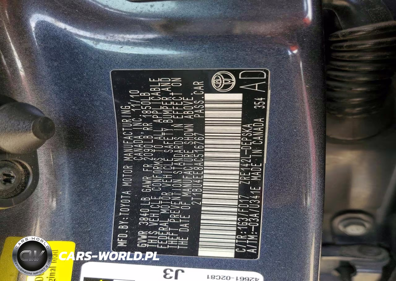 2010 Toyota Corolla S VIN:2T1BU4EE8AC516767 - 12