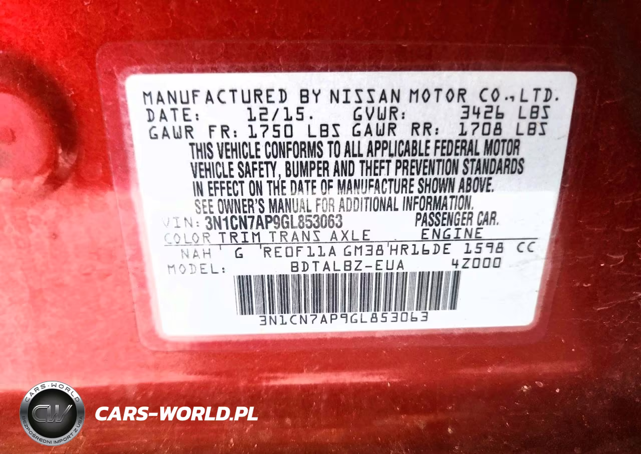 2016 Nissan Versa 1.6 Sv VIN:3N1CN7AP9GL853063 - 12