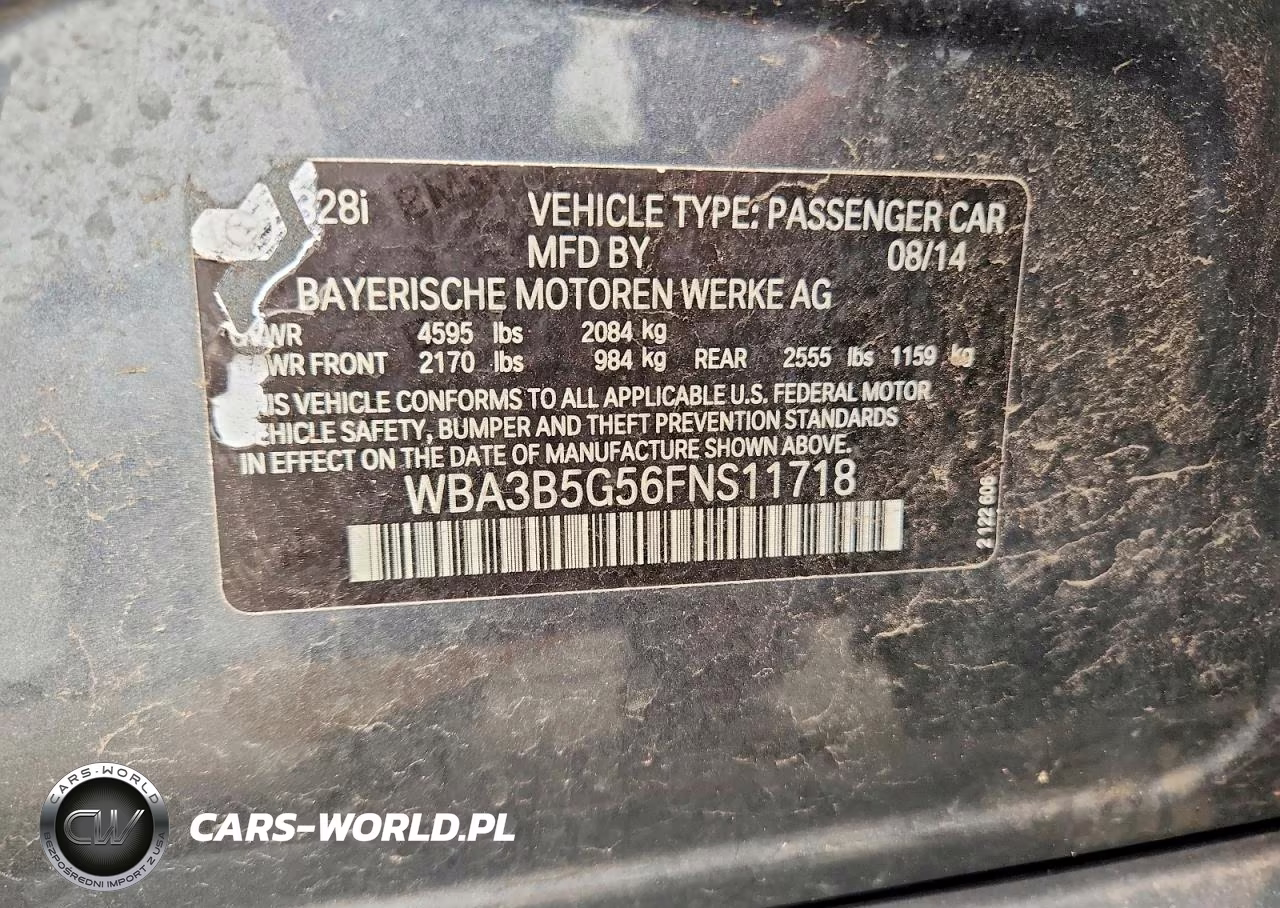 2015 BMW 328 Xi Sulev VIN:WBA3B5G56FNS11718 - 12