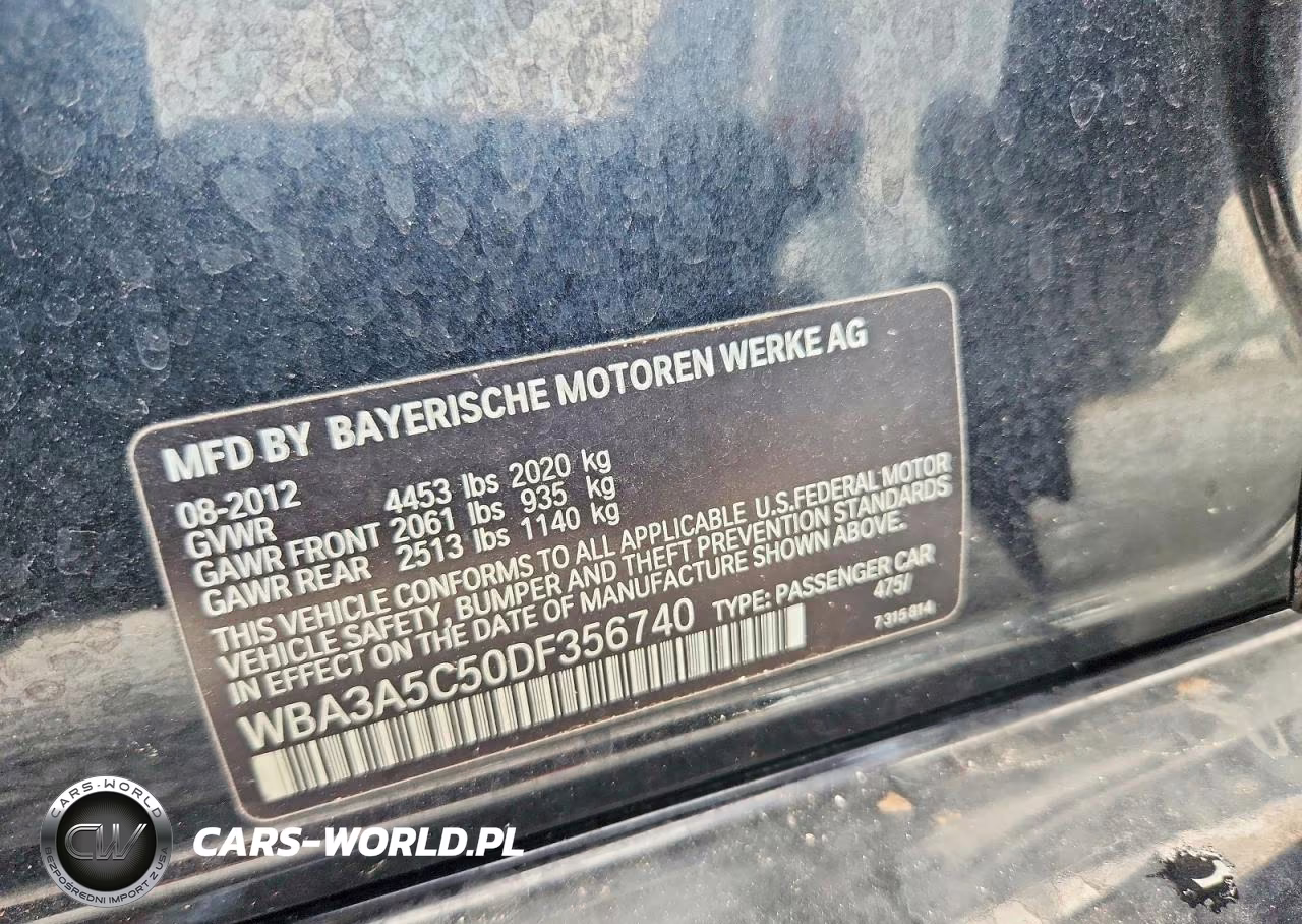2013 BMW 328 I VIN:WBA3A5C50DF356740 - 12