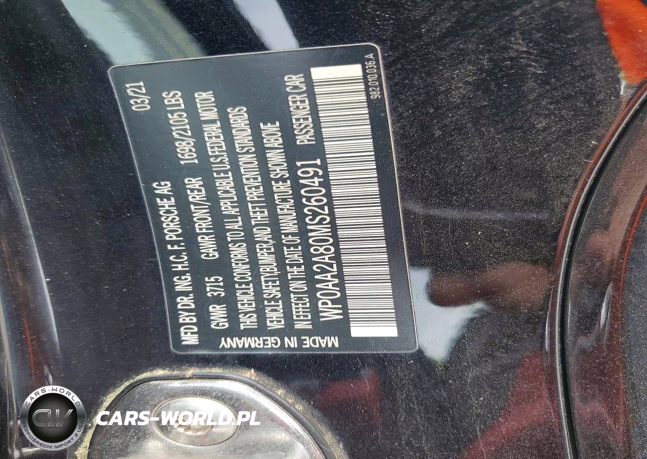 2021 Porsche Cayman Base VIN:WP0AA2A80MS260491 - 13