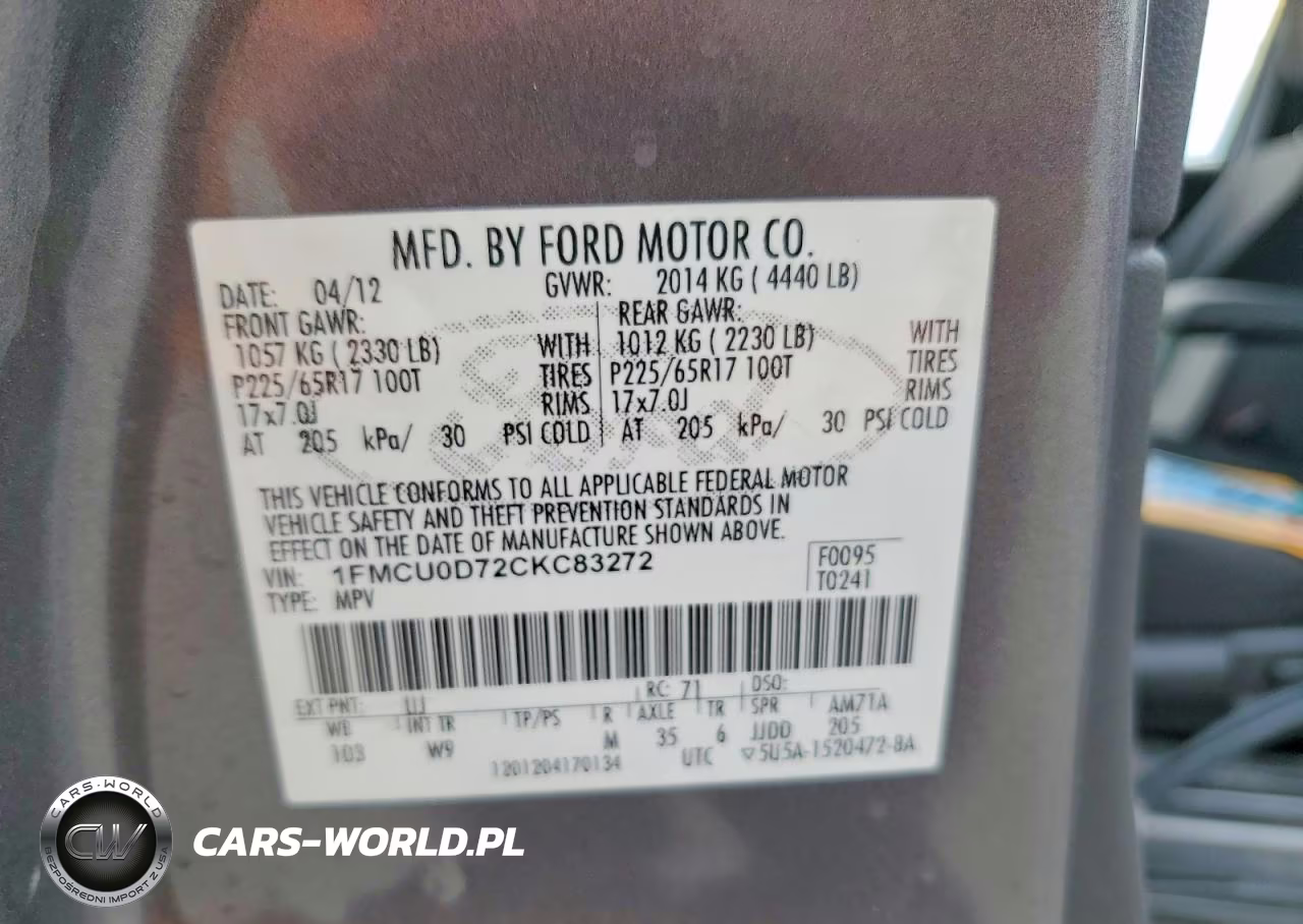 2012 Ford Escape Xlt VIN:1FMCU0D72CKC83272 - 13