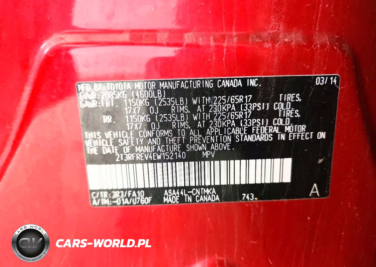2014 Toyota Rav4 Xle VIN:2T3RFREV4EW152140 - 13