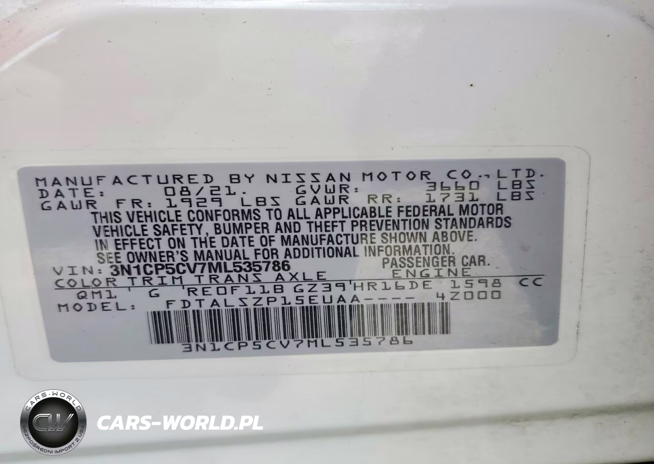 2021 Nissan Kicks Sv VIN:3N1CP5CV7ML535786 - 14