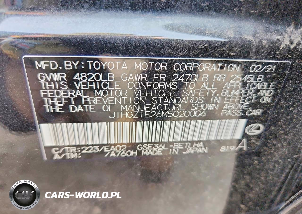 2021 Lexus Is 350 F Sport VIN:JTHGZ1E26M5020006 - 12