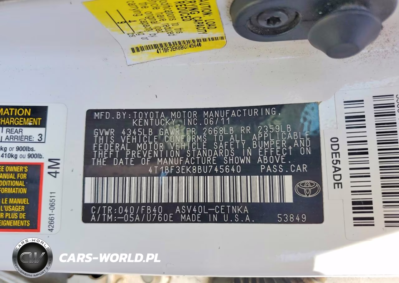 2011 Toyota Camry Le VIN:4T1BF3EK8BU745640 - 12