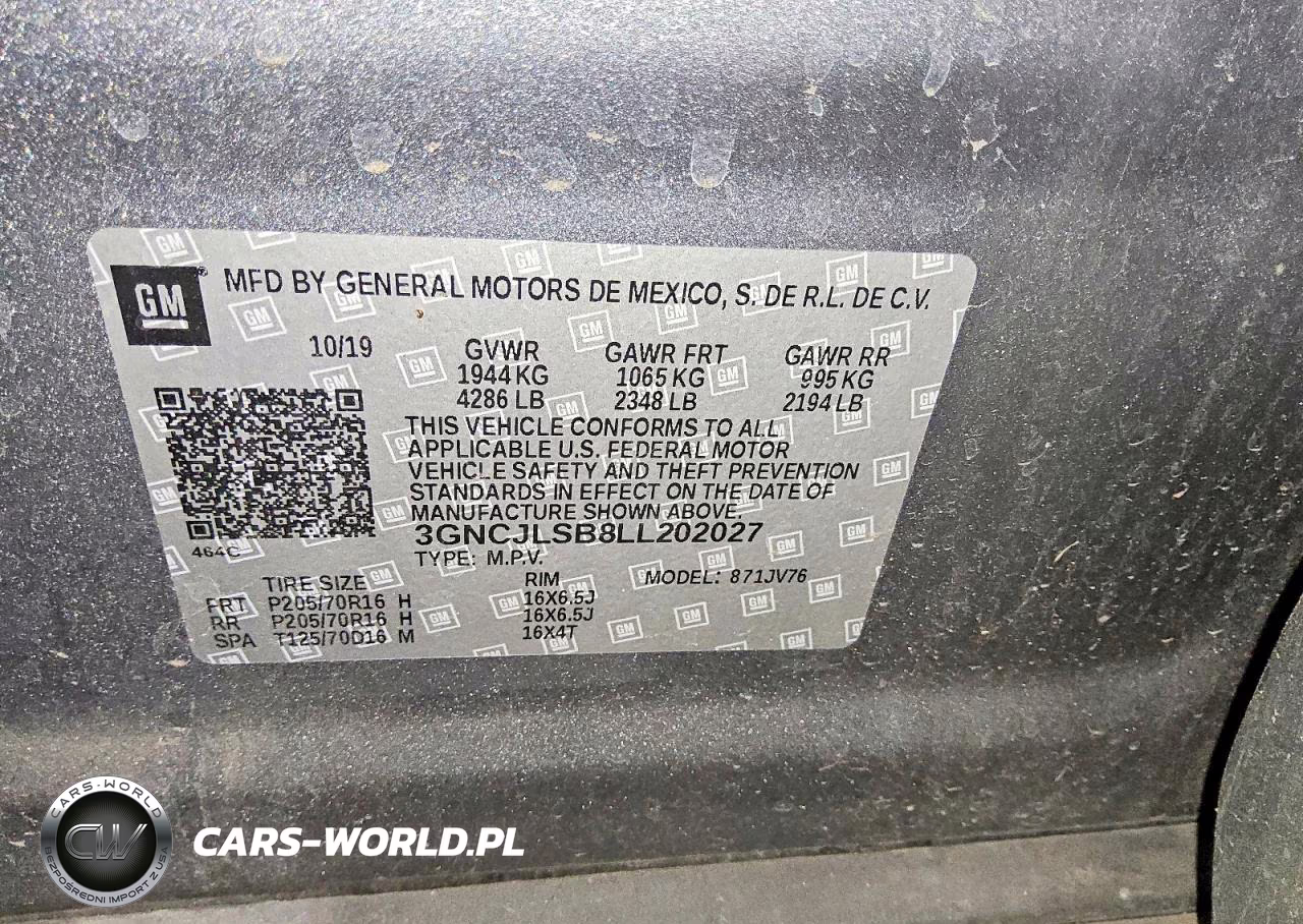 2020 Chevrolet Trax 1Lt VIN:3GNCJLSB8LL202027 - 13