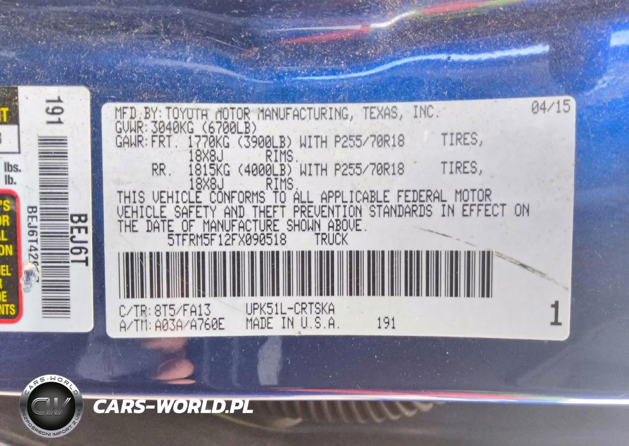 2015 Toyota Tundra Sr VIN:5TFRM5F12FX090518 - 12