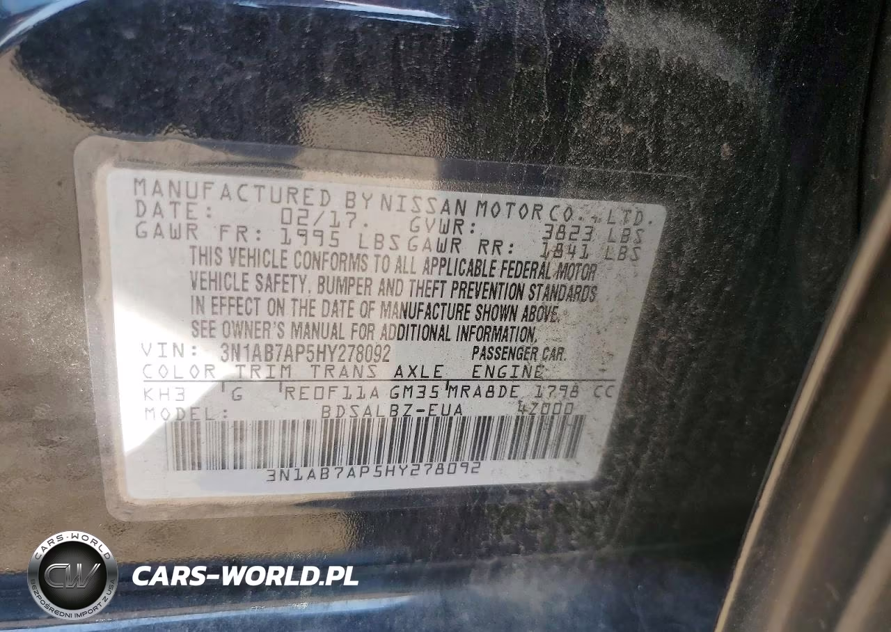 2017 Nissan Sentra S VIN:3N1AB7AP5HY278092 - 12