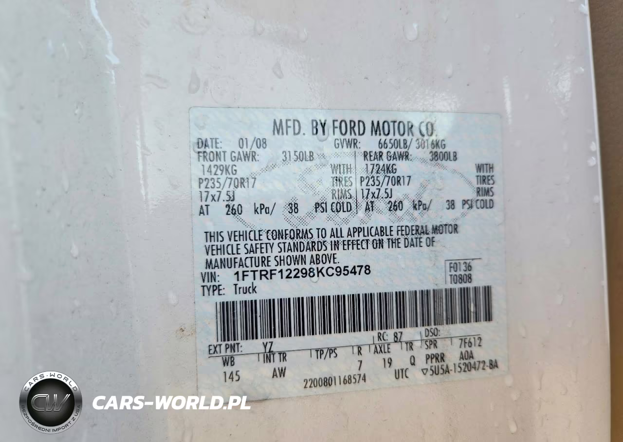 2008 Ford F150 VIN:1FTRF12298KC95478 - 12