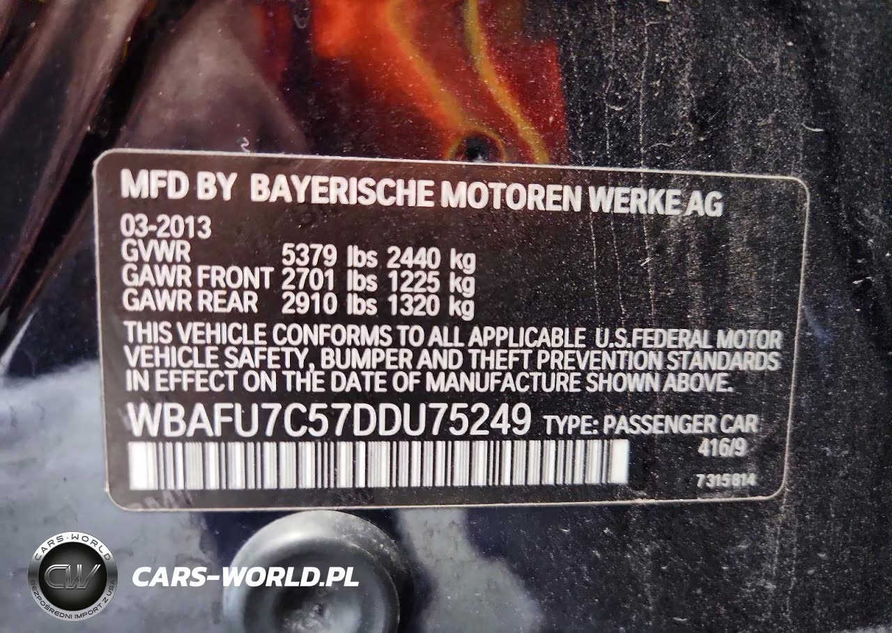 2013 BMW 535 Xi VIN:WBAFU7C57DDU75249 - 12