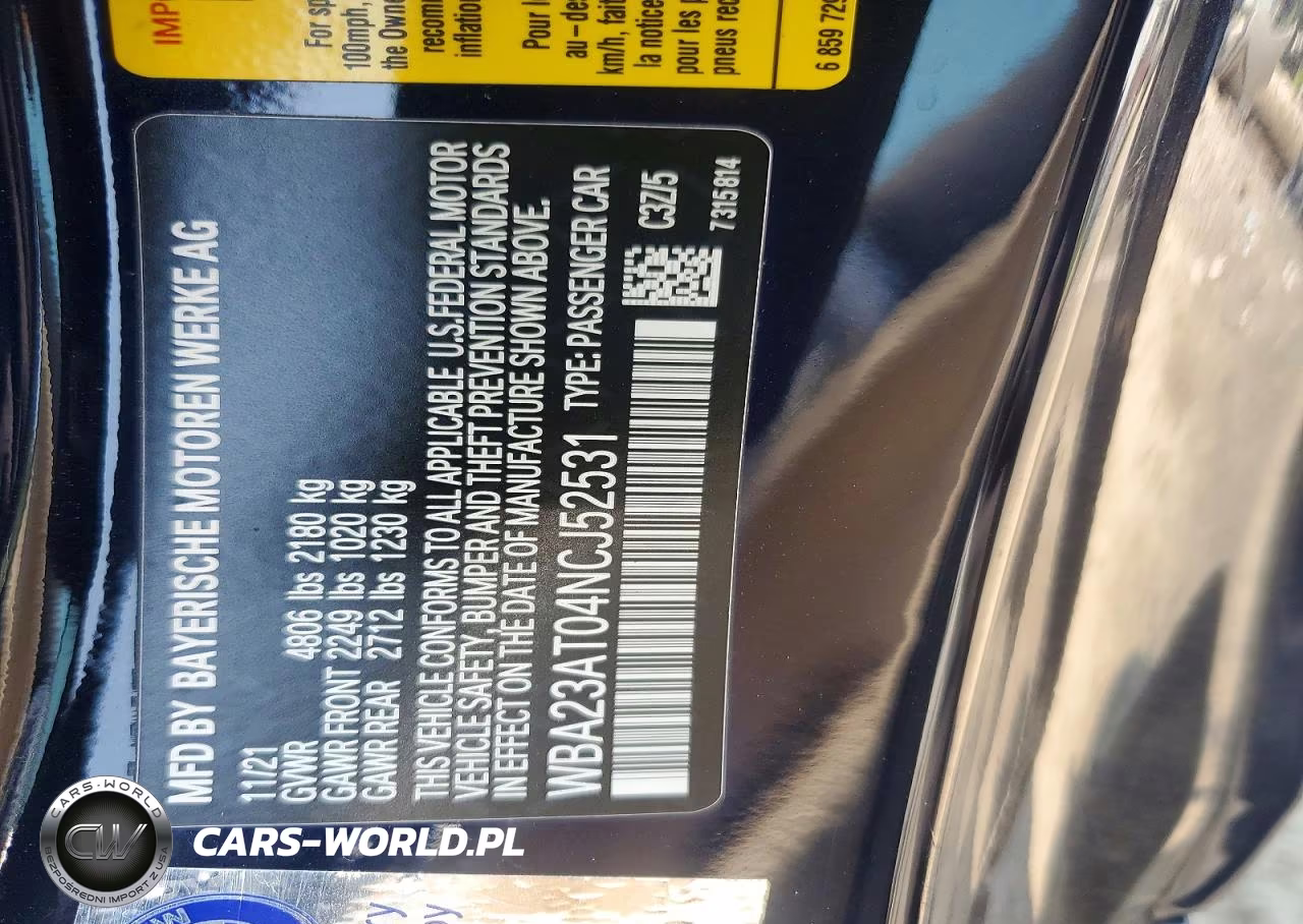 2022 BMW 430I VIN:WBA23AT04NCJ52531 - 12