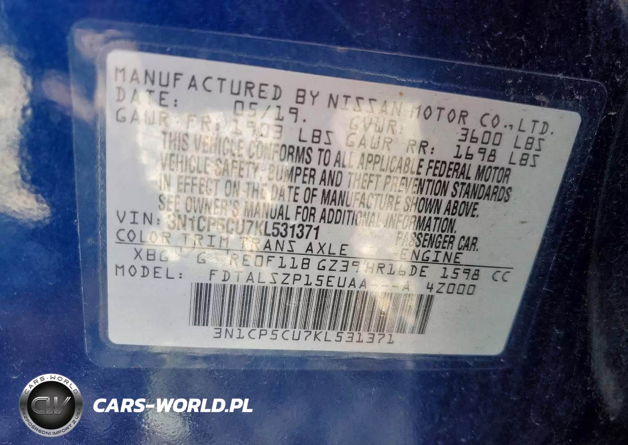 2019 Nissan Kicks Sv VIN:3N1CP5CU7KL531371 - 14