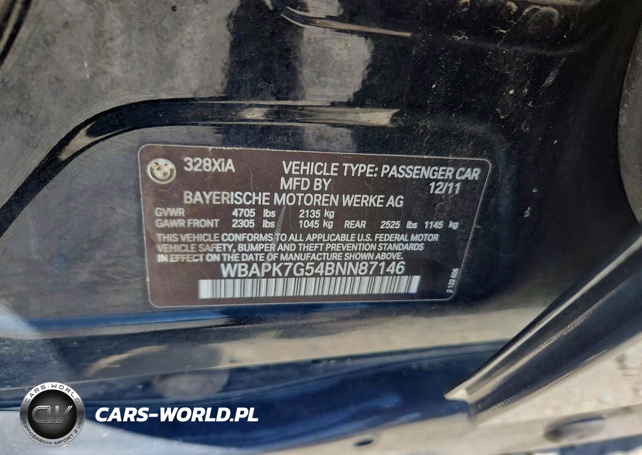 2011 BMW 328 Xi VIN:WBAPK7G54BNN87146 - 13