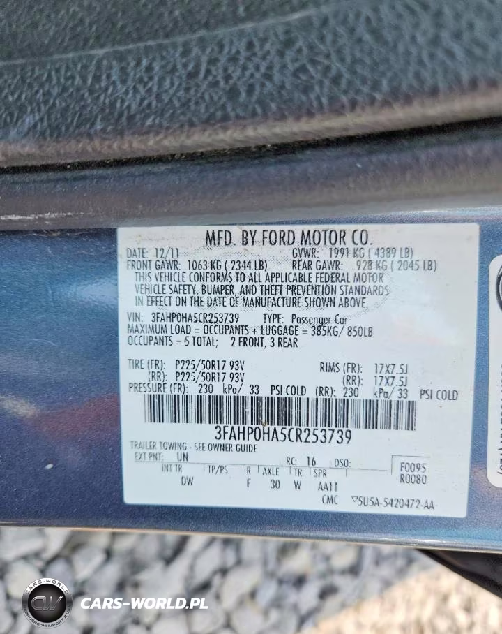 2012 Ford Fusion Se VIN:3FAHP0HA5CR253739 - 12