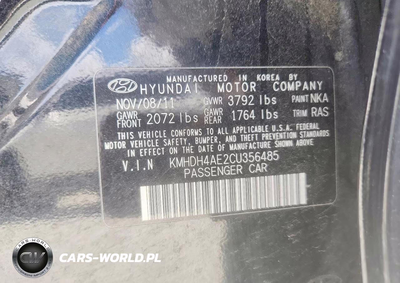 2012 Hyundai Elantra Gls VIN:KMHDH4AE2CU356485 - 13