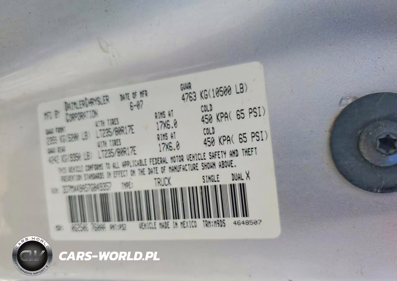 2007 Dodge Ram 3500 VIN:3D7MX49A57G849357 - 12