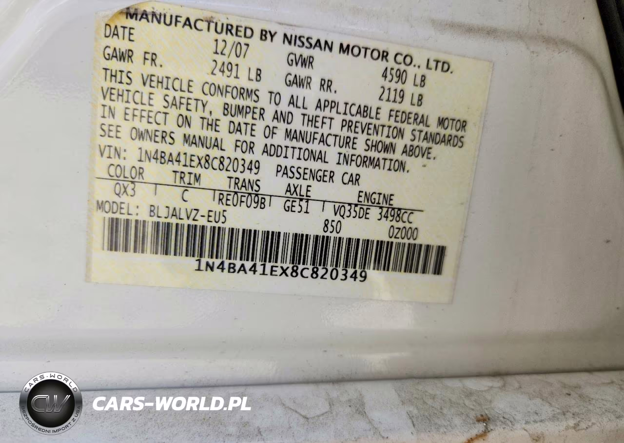 2008 Nissan Maxima 3.5 Se VIN:1N4BA41EX8C820349 - 13