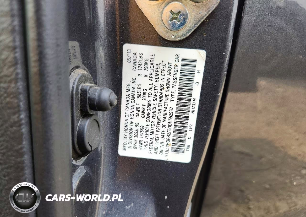 2013 Honda Civic Hf VIN:2HGFB2F60DH552967 - 12