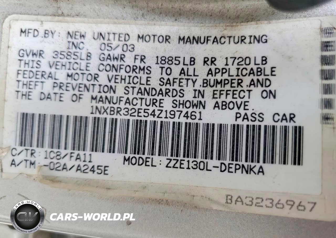 2004 Toyota Corolla Le VIN:1NXBR32E54Z197461 - 12