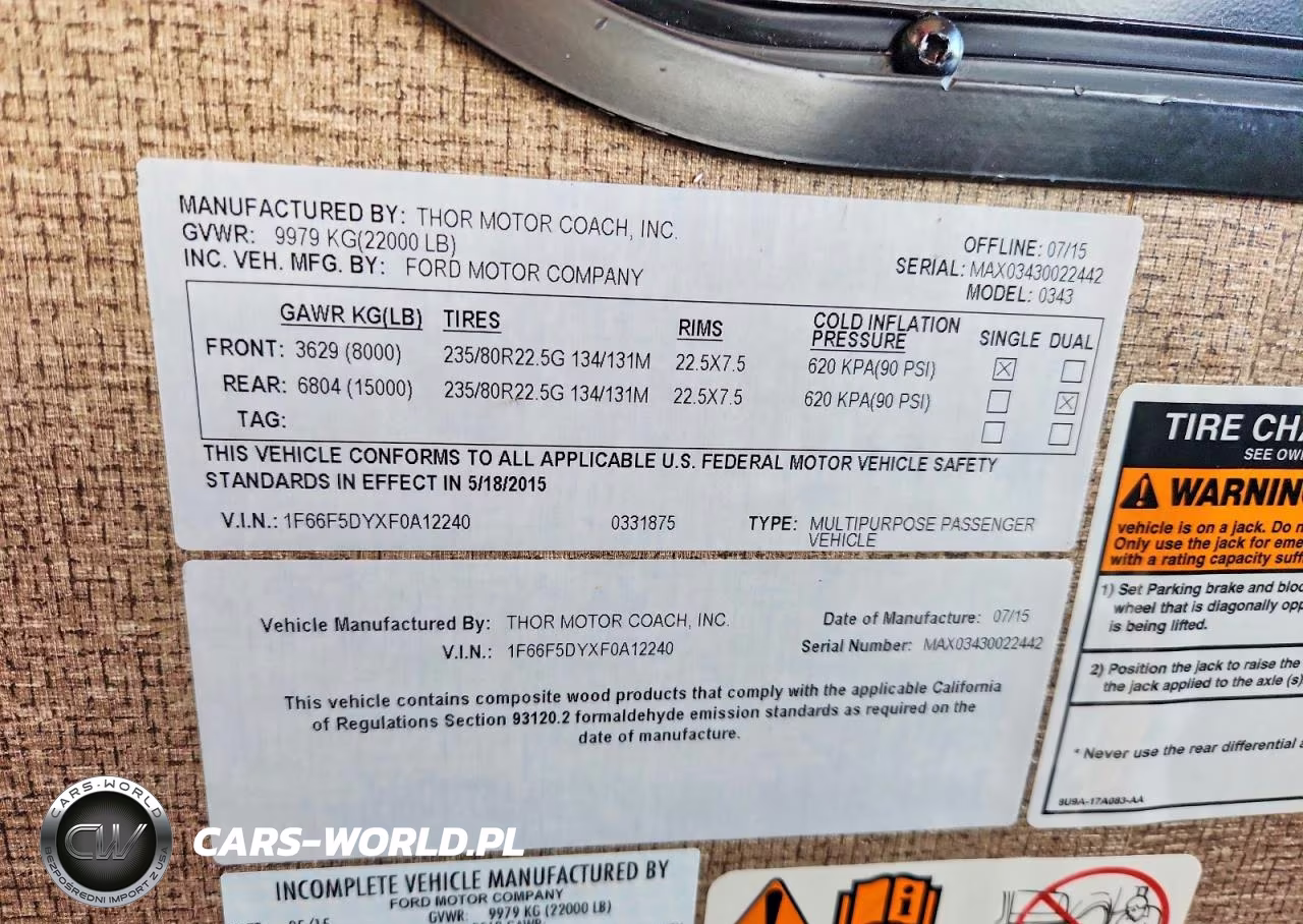2016 Thor Motor Coach Miramar Rv VIN:1F66F5DYXF0A12240 - 10