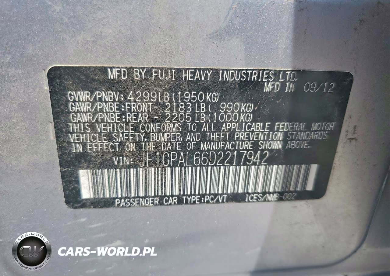 2013 Subaru Impreza Sport Premium VIN:JF1GPAL66D2217942 - 12